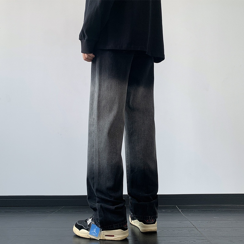 Pantaloni da uomo in stile europeo e americano, modello primaverile, con design di nicchia, jeans dritti sfumati, pantaloni larghi cargo a gamba larga_voghion.com