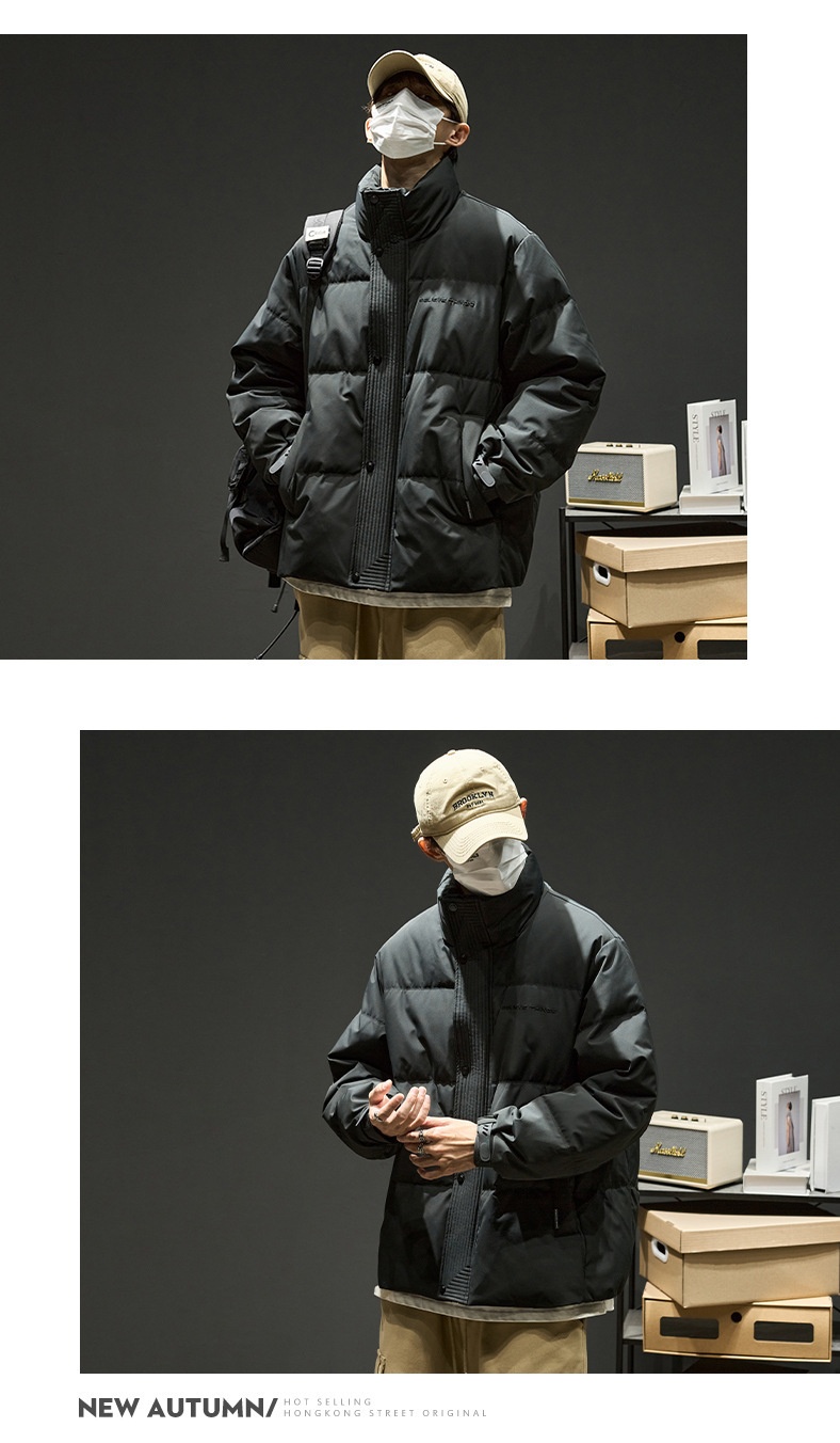 Jungen 2024 Neuer Stehkragen Warmer Dicker Mantel Winter Daunenjacke Herrenmode_voghion.com