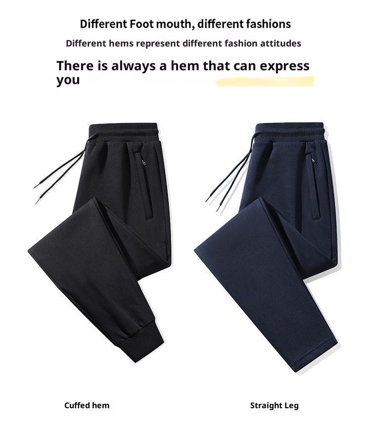 001 100% Cotton Sports Suit For Men, Spring Autumn Hooded Sweatshirt And Casual Sweatpants Two-Piece Set, Fleece-Lined, Plus_voghion.com