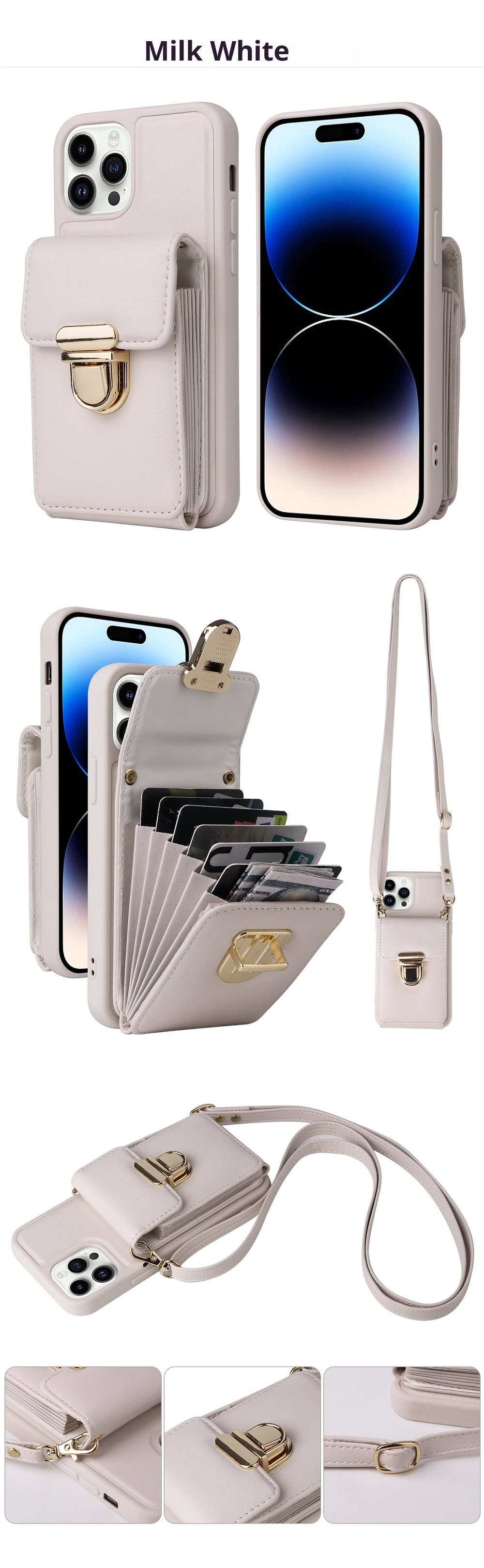 TechGlobe compatibile con 13 Full Coverage Pro Max Crossbody 14 Antiurto Stile giapponese e coreano 12 Slot per schede iPhone 8P_voghion.com