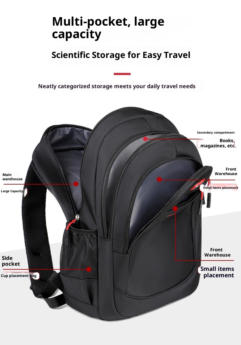 Sac à dos ActiveGo pour le commerce international, grande capacité, idéal pour ordinateur, le sport, la randonnée, l'alpinisme et les courts séjours. Sac à dos étudiant pour les voyages d'affaires et de loisirs._voghion.com