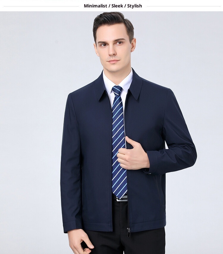 1 Giacca da uomo di mezza età di alta qualità, modello da papà, autunno 2025, nuova giacca casual da lavoro, tinta unita, con cerniera, da uomo_voghion.com
