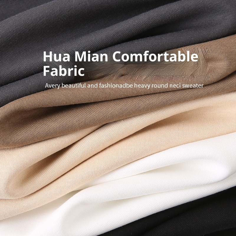 boy Men's Cotton Drop Shoulder Round Neck Loose Base Shirt Casual Trendy Solid Color Simple Outerwear Long Sleeve Sweatshirt_voghion.com