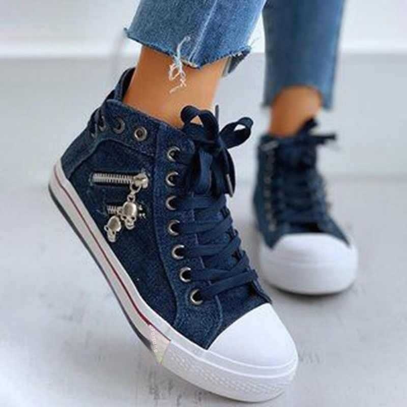 Foreign Trade Plus Size Damen-Sneaker aus Denim, Canvas und Canvas in Übergrößen für Frühling und Herbst – lässige, flache Sneaker aus Stoff für Studentinnen_voghion.com