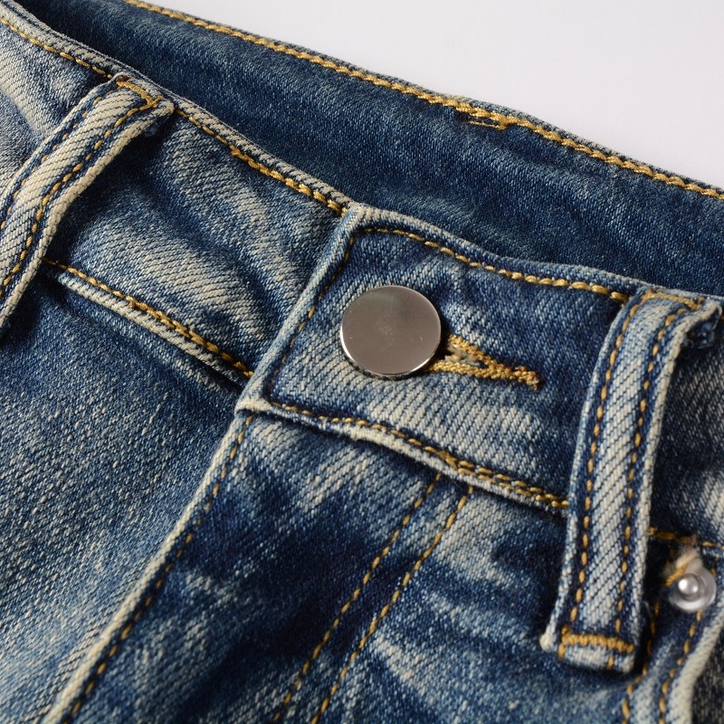 boy European And American High Street Ripped With Patches Slim Fit Stretch Jeans Men's Dropshipping Small Foot Pants 876_voghion.com