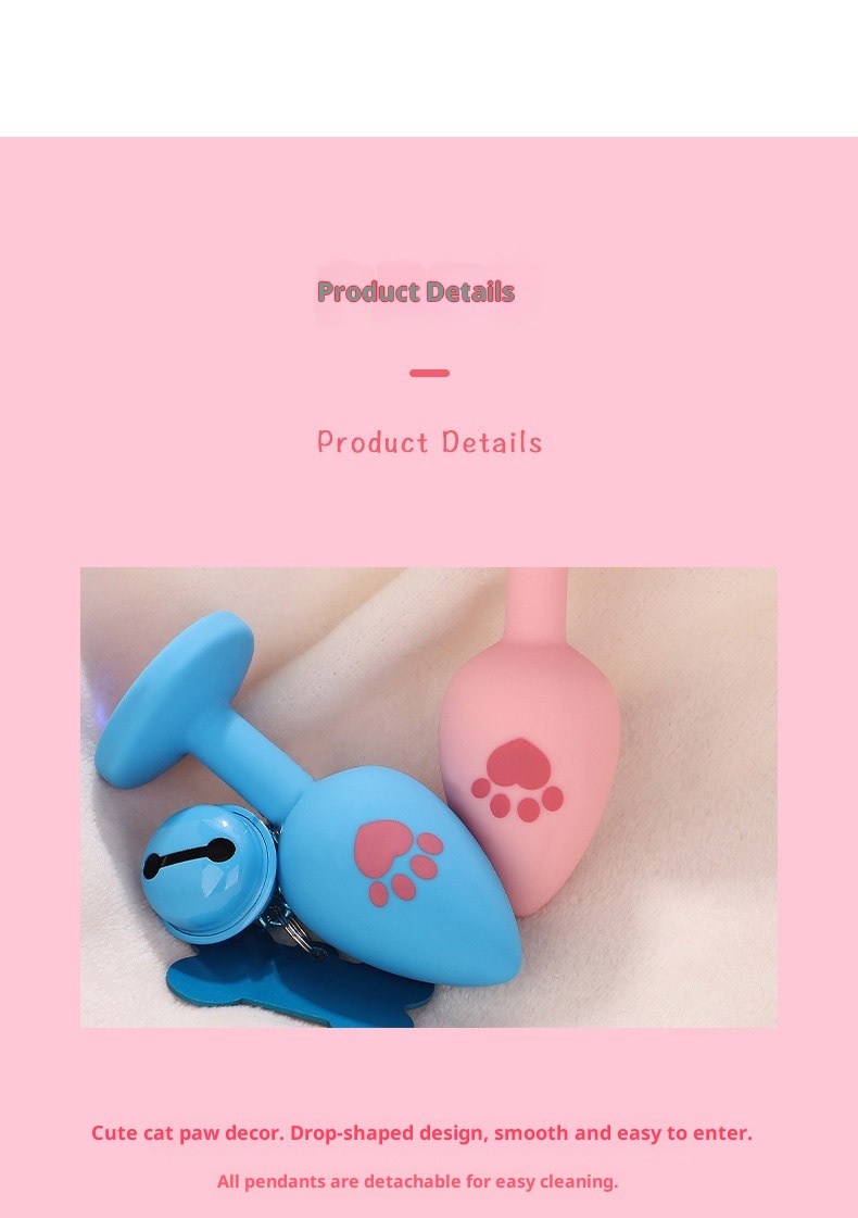 Plug anal détachable en silicone LuvBox en forme de patte de chat avec médaille pour chien à nœud papillon, diamant, clochette, petite taille souple et lumière lumineuse_voghion.com