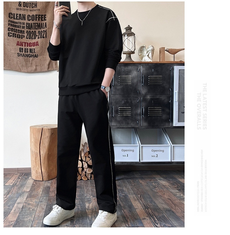 001 Diyu Shenlong Sweatshirt Casual For Men Spring And Autumn Long Pants Round Neck Pullover Tracksuit Two-Piece Set_voghion.com