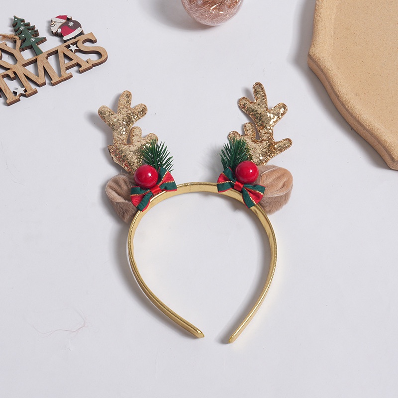 Lillian Cute Reindeer Antlers Five-Star Children's Christmas Headband Accessories Hair Clips Decorations_voghion.com