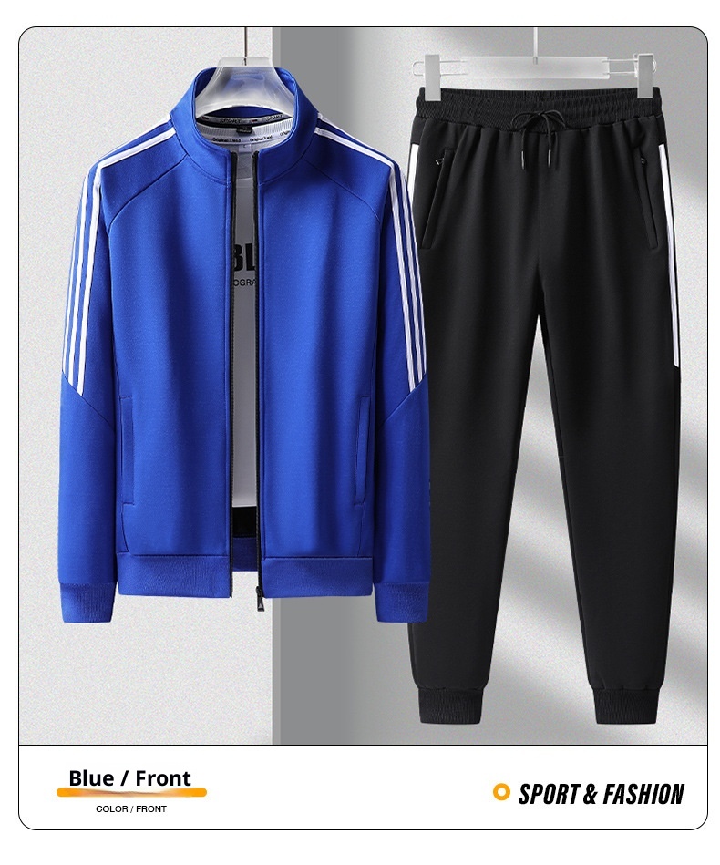 001 2025 Spring And Autumn New Sports Suit Men's School Uniform Jogger Anti-Cotton Jacket Three-Stripe Casual Pants_voghion.com