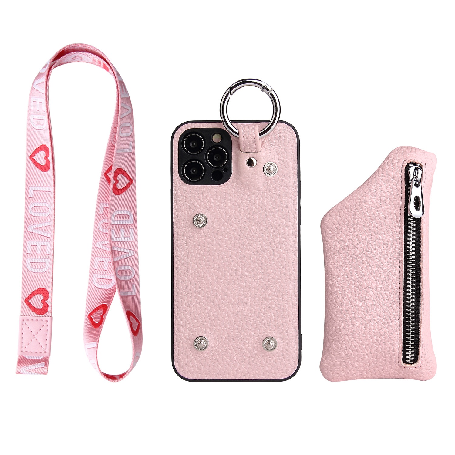 TechGlobe Suitable For IPhone 11 12 Pro Max Coin Purse Mini Phone Leather XS Protective Case With Lanyard_voghion.com
