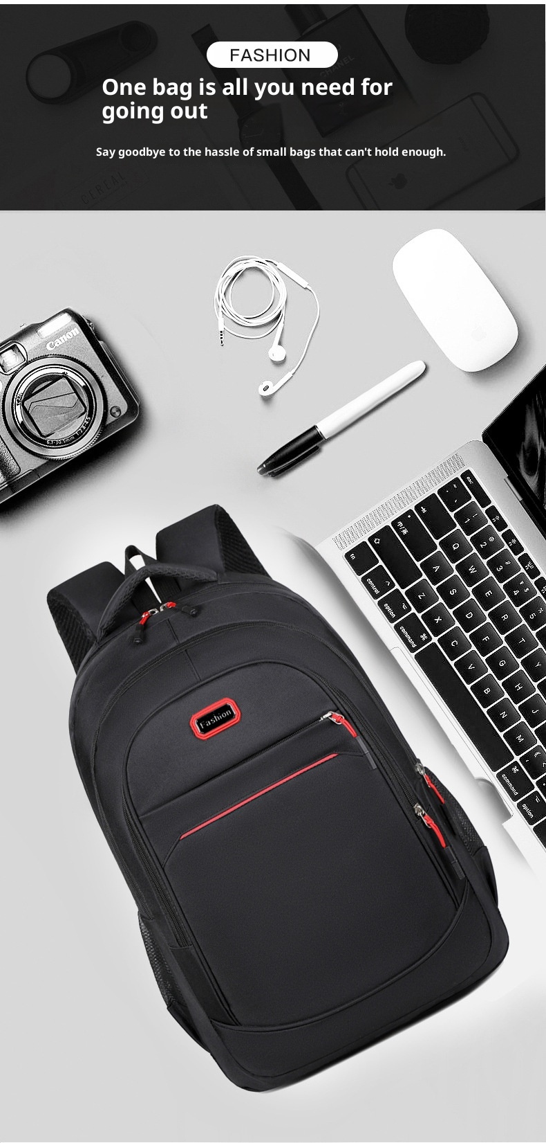 Sac à dos ActiveGo pour le commerce international, grande capacité, idéal pour ordinateur, le sport, la randonnée, l'alpinisme et les courts séjours. Sac à dos étudiant pour les voyages d'affaires et de loisirs._voghion.com