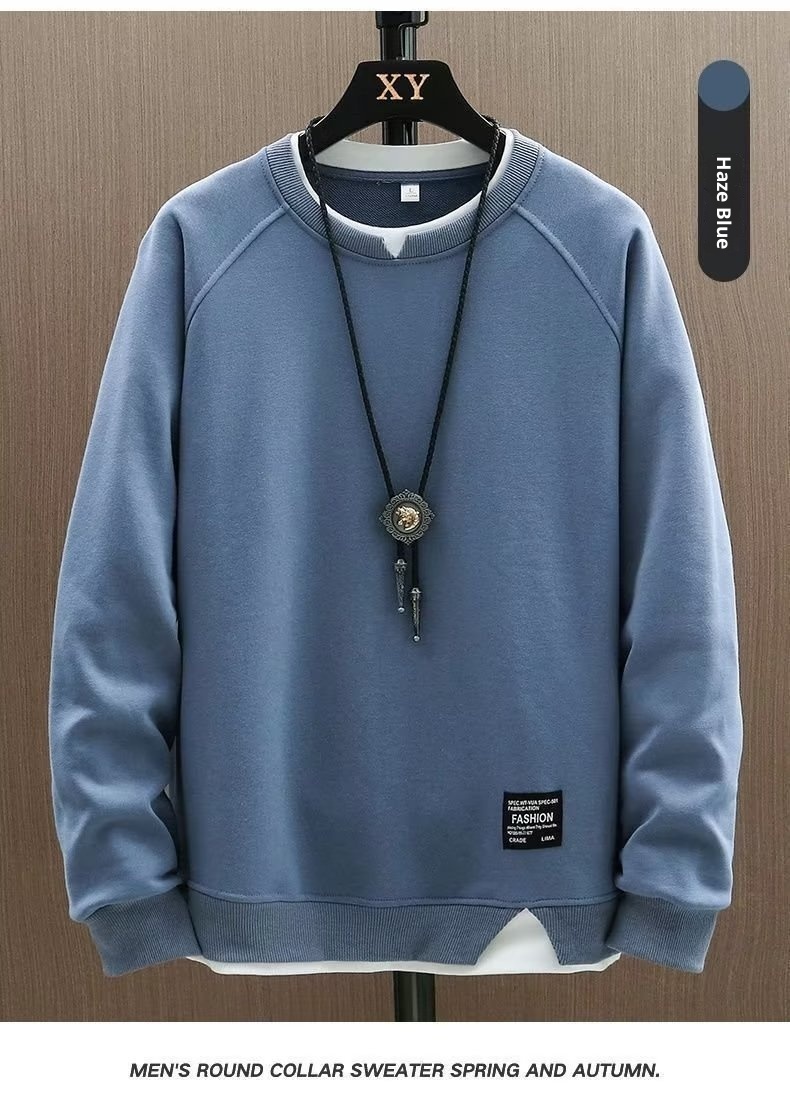 boy Spring And Autumn Sweatshirt For Men, Ins Trendy Brand, Loose Round Neck T-Shirt, Two-Piece Long Sleeve Clothing,_voghion.com