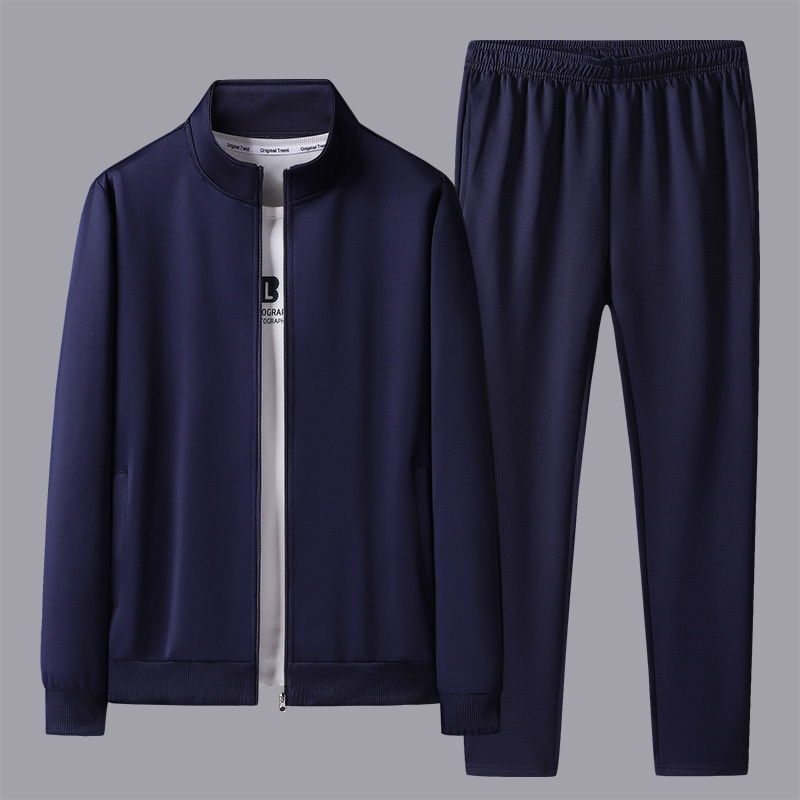 001 Lässige Sportbekleidung für Herren, Frühling/Herbst, Langarm-Set mit Sweatshirt und langer Hose, Laufbekleidung und Fitnessbekleidung_voghion.com
