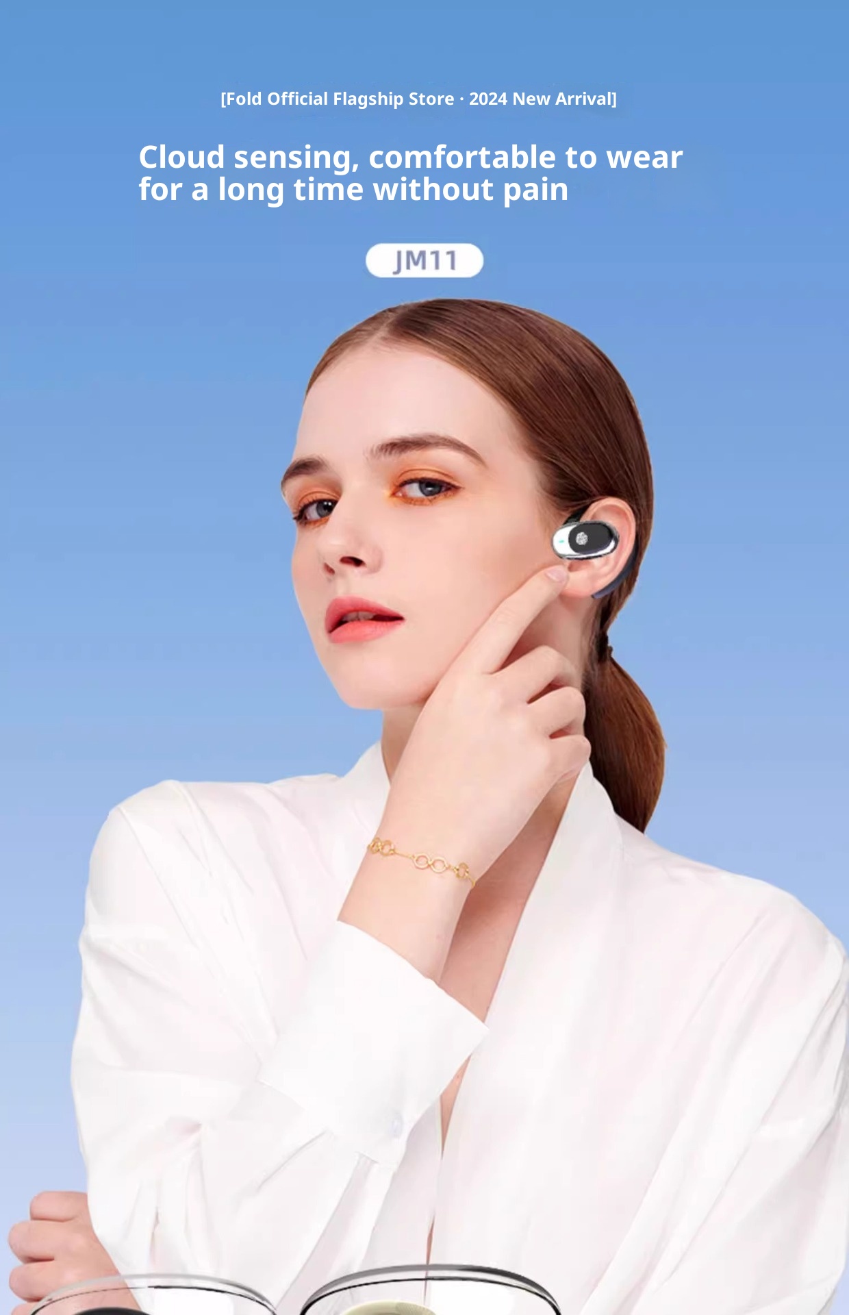 3c Cross-Border JM11 Bluetooth Wireless OWS Auricolari sportivi con cancellazione del rumore, gancio auricolare rotante, display digitale_voghion.com