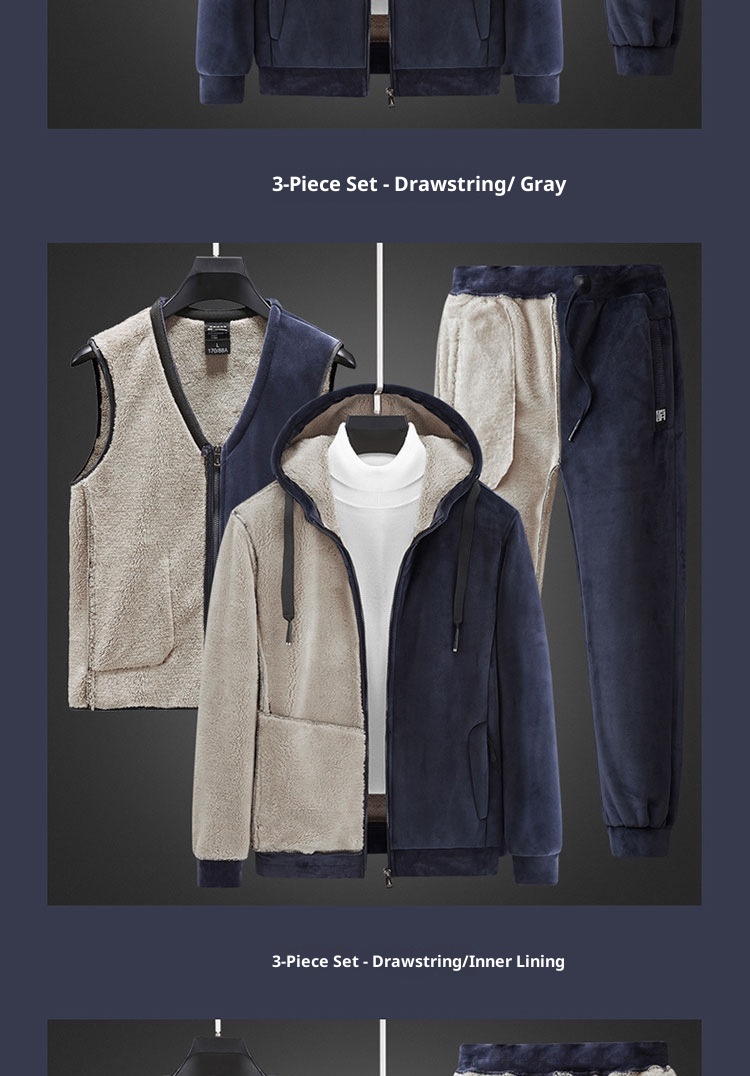 001 Three-Piece Winter Silver Fox Plus Size Sweatshirt Set For Men Thickened Warm Lamb Fleece Jacket Men's Sportswear_voghion.com