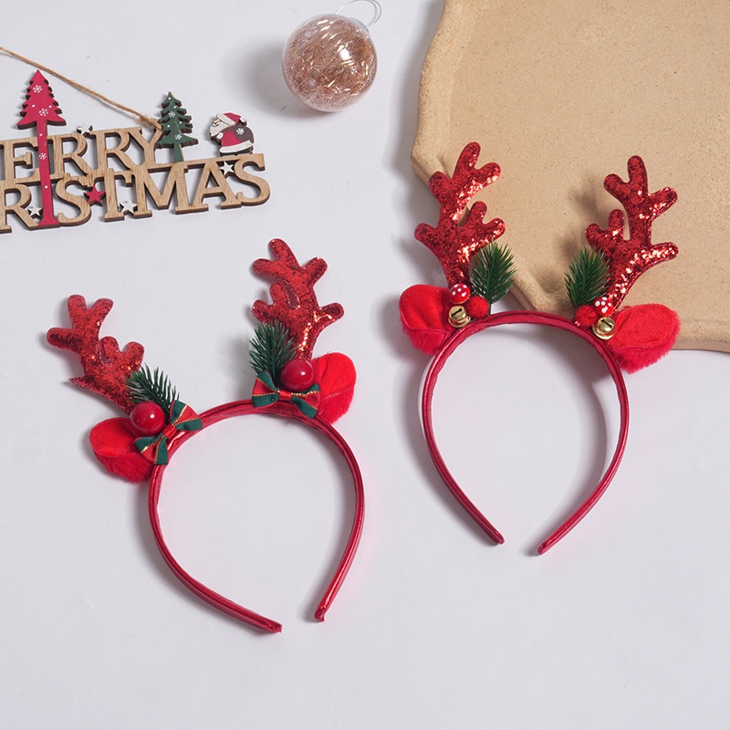 Lillian Cute Reindeer Antlers Five-Star Children's Christmas Headband Accessories Hair Clips Decorations_voghion.com