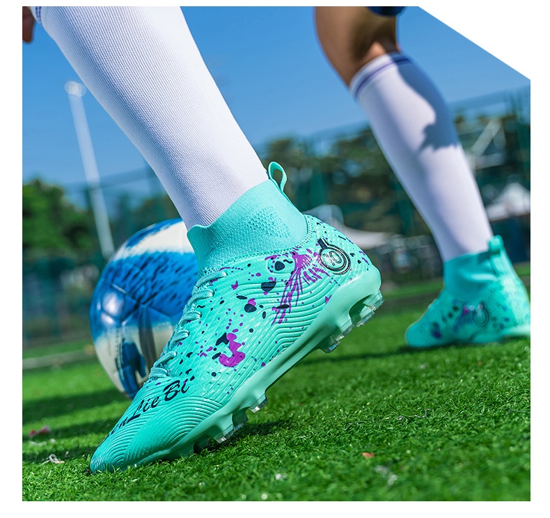 Chaussures de football montantes ShoeGlobe Wow personnalisées, style transfrontalier, en gros, à pointes longues Broken AG pour adultes, enfants et étudiants, style professionnel_voghion.com