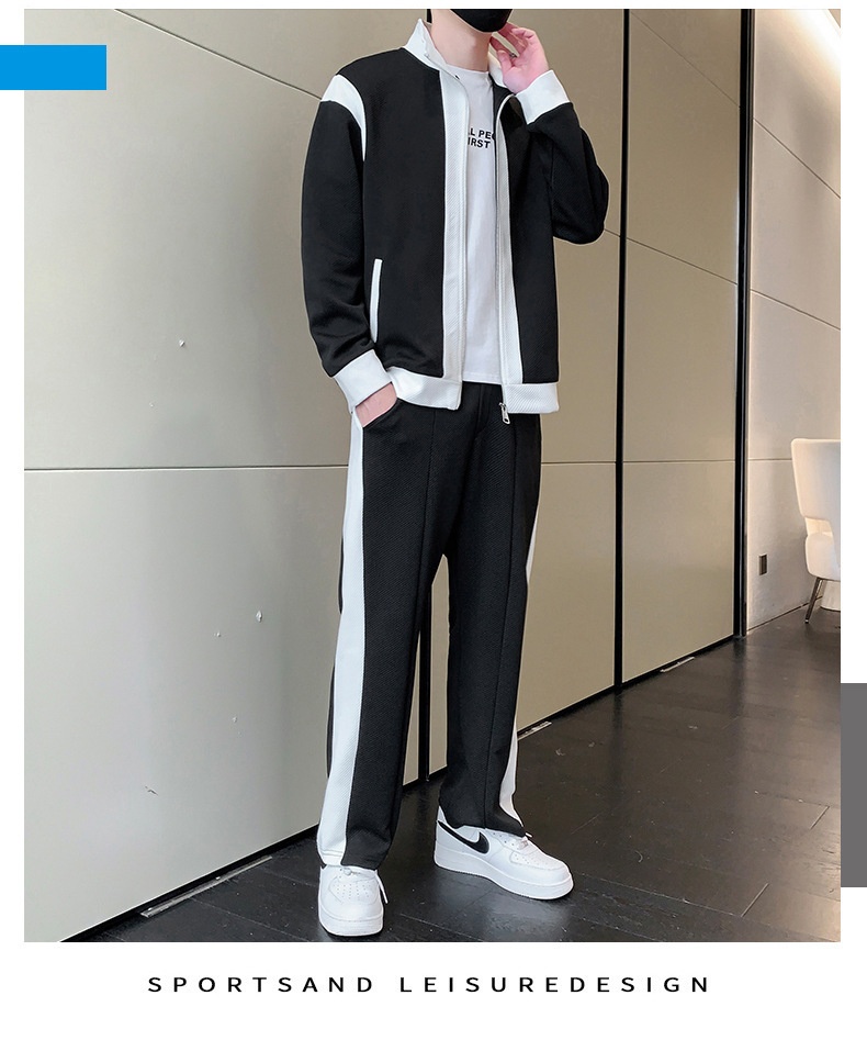001 Lässiger Sportanzug für Herren, Stehkragenjacke für Frühling und Herbst, modisches Patchwork-Sweatshirt, Sportbekleidung für Jugendliche, Live_voghion.com