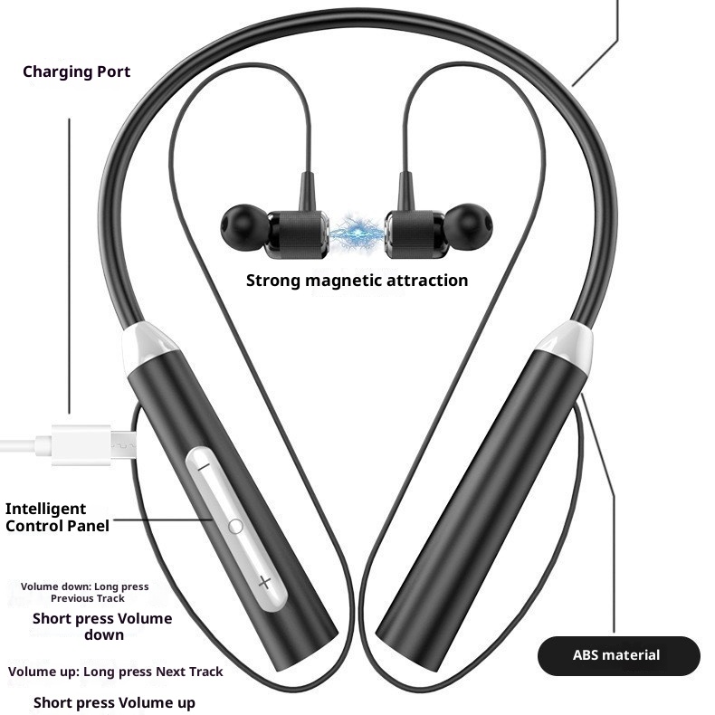 Cuffie auricolari wireless sportive con archetto da collo 3c, auricolari in-ear doppi, da appendere al collo, batteria a lunga durata, standby K21 Bluetooth 5.3_voghion.com