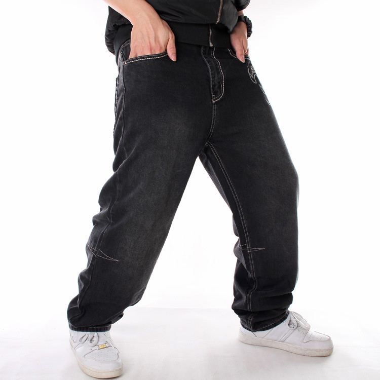 Jeans hip-hop tendance pour homme, style européen et américain, vêtements de danse de rue, pantalon de skate ample délavé, grandes tailles_voghion.com
