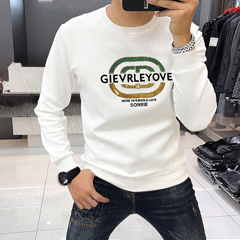 boy Crew Neck Sweatshirt Heavy Embroidery Sequins And Beads Long Sleeve Shirt Trendy Brand Men's Fashion Top Personality_voghion.com