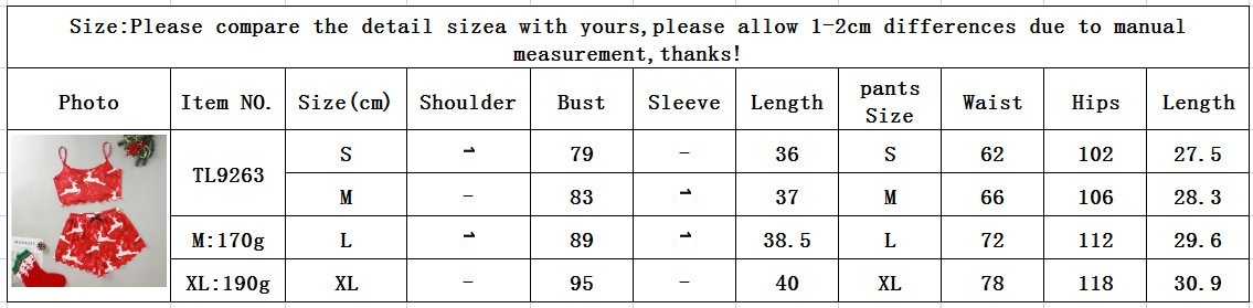 ChicShe Weihnachtlicher Pyjama im europäischen und amerikanischen Stil, neues dünnes Set für Damen, ärmellose Shorts aus Milchseide, schlicht und lässig, zweiteilig_voghion.com