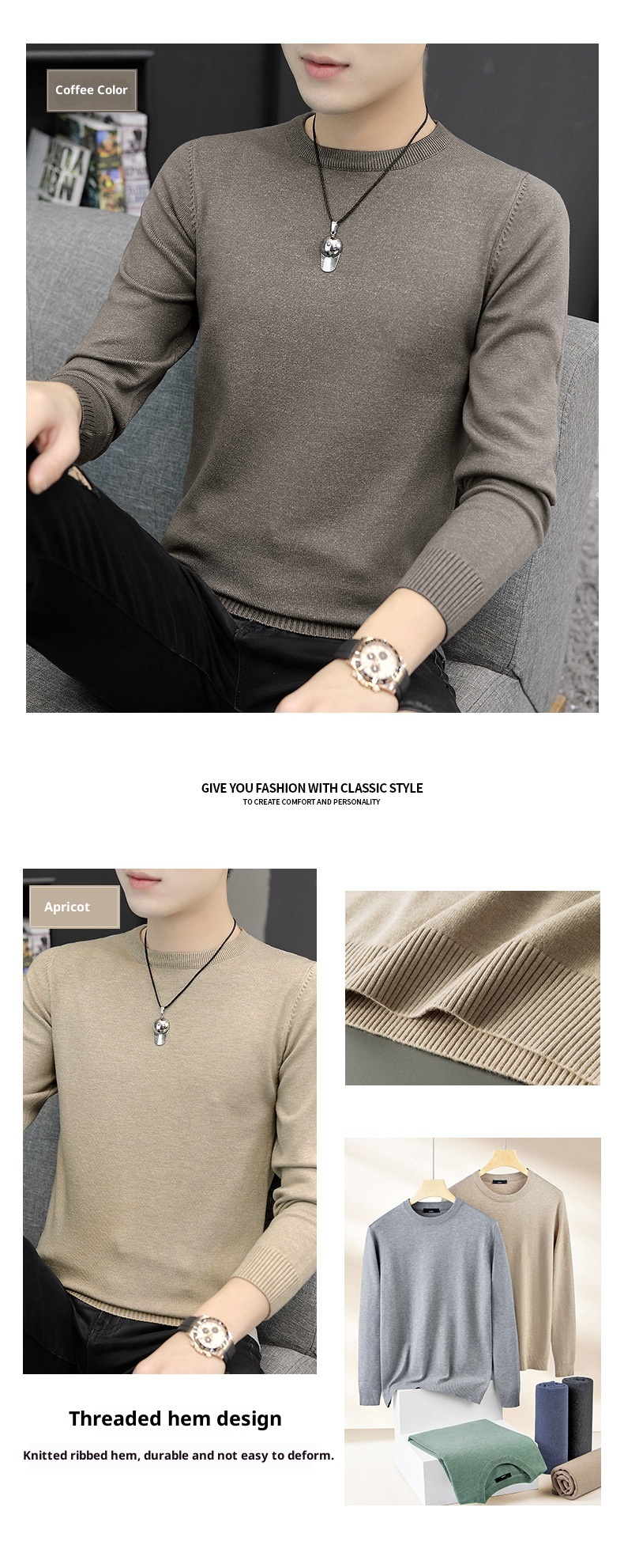 boy 2025 Autumn Winter New Half Turtleneck Sweater Men's Inner Layer Slim Fit Lake Blue Base Knitted Pullover Top_voghion.com