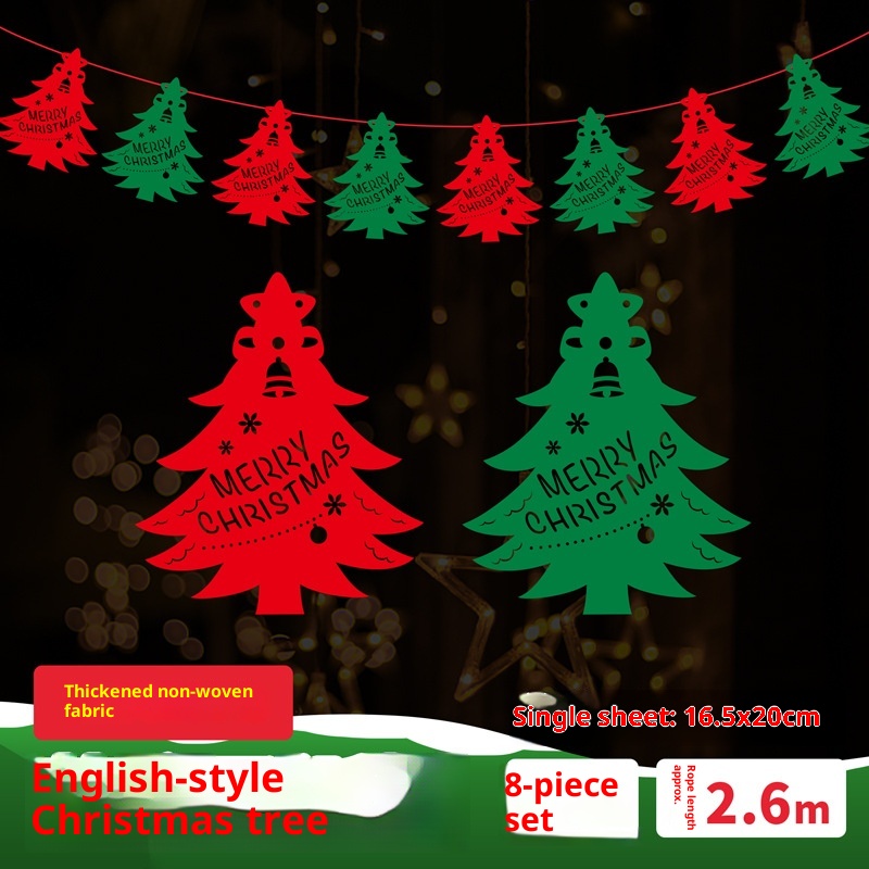 Lillian Decorations Pull Velvet Banner Flag Christmas Stocking Deer Snowflake Hanging Ornament Scene Layout Cross-Border_voghion.com