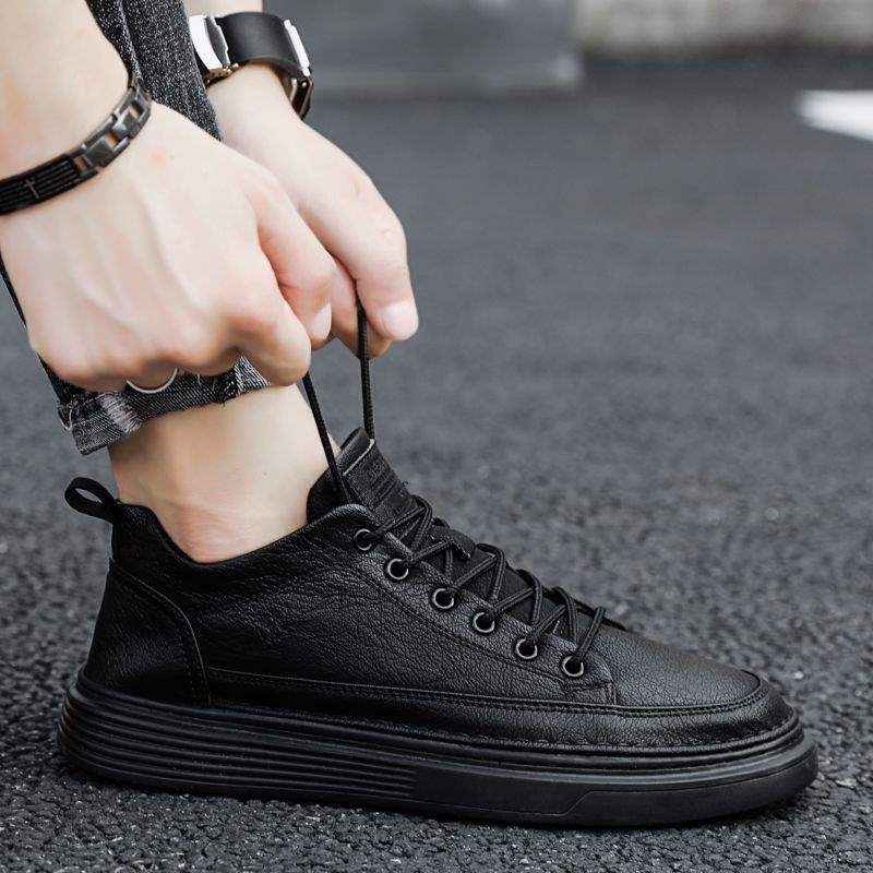 Chaussures de sécurité de travail ShoeVault Été 2025 pour hommes, imperméables, antidérapantes et décontractées, en cuir noir pur. Collection cuisine 2025._voghion.com