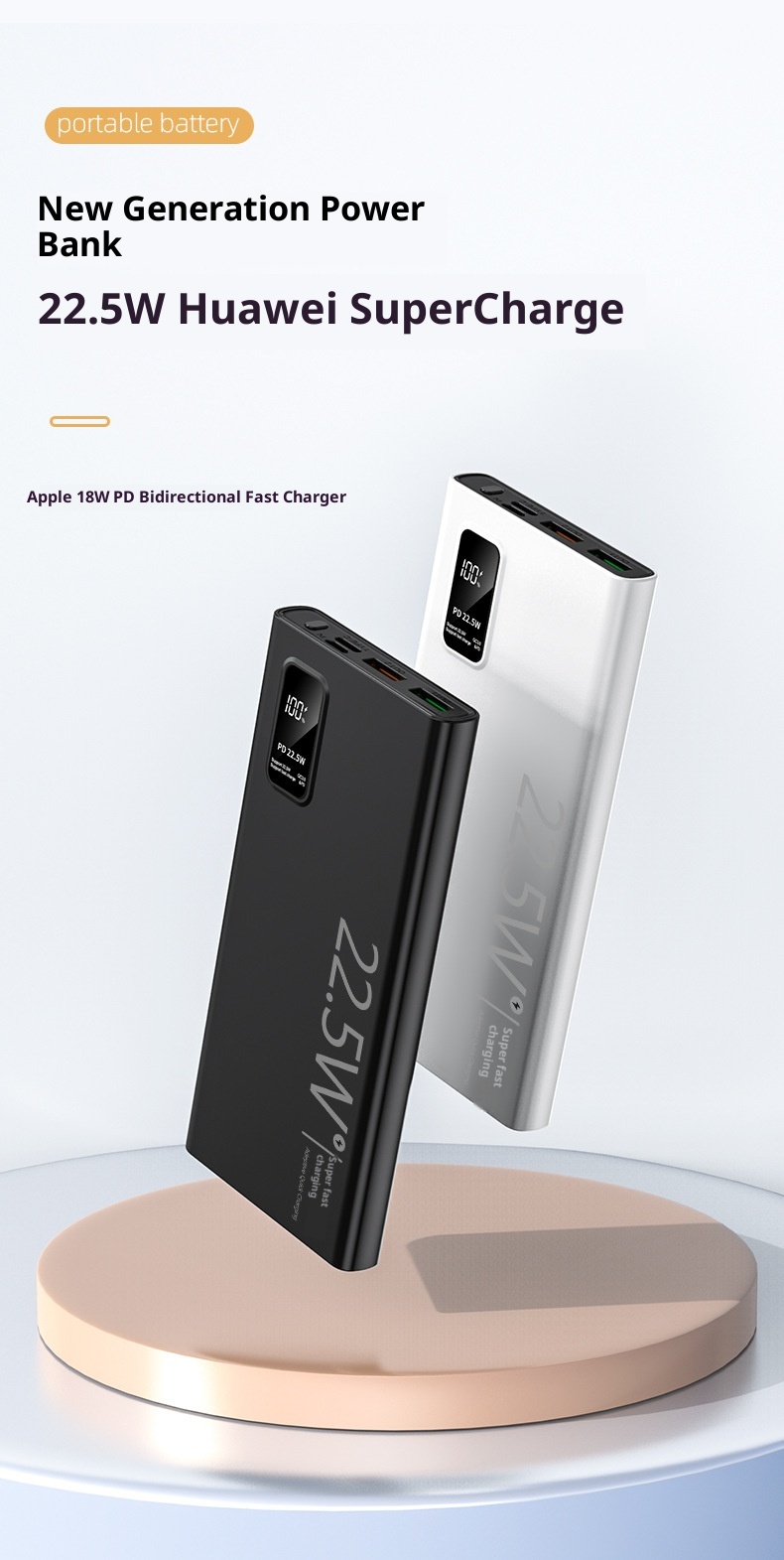 techglobe Powerbank mit bidirektionaler Schnellladefunktion (22,5 W/20 W, 20000 mAh) – Original-Ladegerät, tragbar_voghion.com