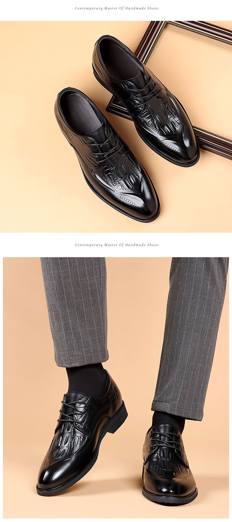 ShoeVault Genuine Leather Hidden Wedge Buine For Men Britih Style Brogue Carved Commuter Formal Firt Layer Cowhide Men'_voghion.com