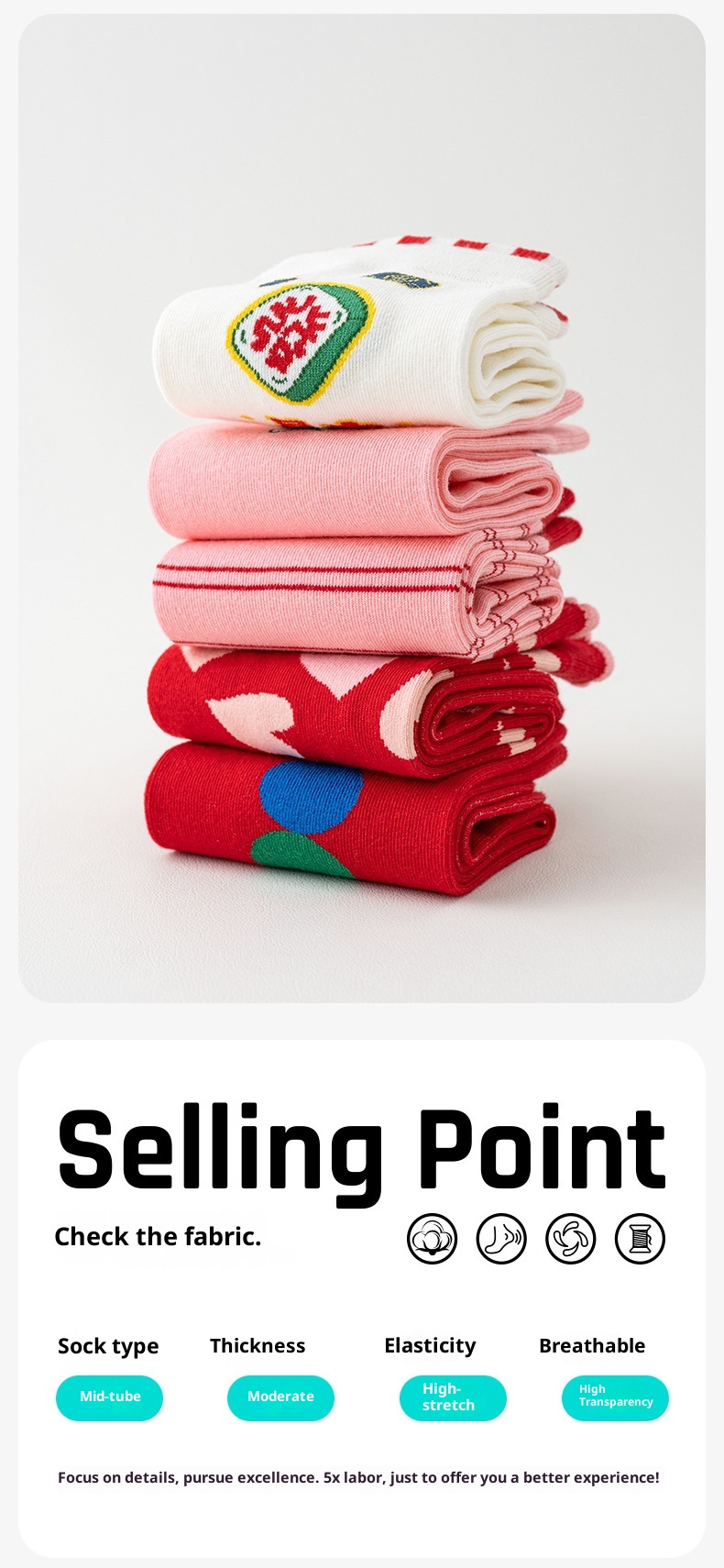 Chaussettes rouges tendance mi-mollet Lillian, motif dessin animé mignon, année du zodiaque, pour femmes, automne-hiver. Chaussettes de Noël rouges pour femmes, automne-hiver. Design mignon, dessin animé, tendance, mi-mollet. Chaussettes de Noël rouges pour femmes, automne-hiver._voghion.com