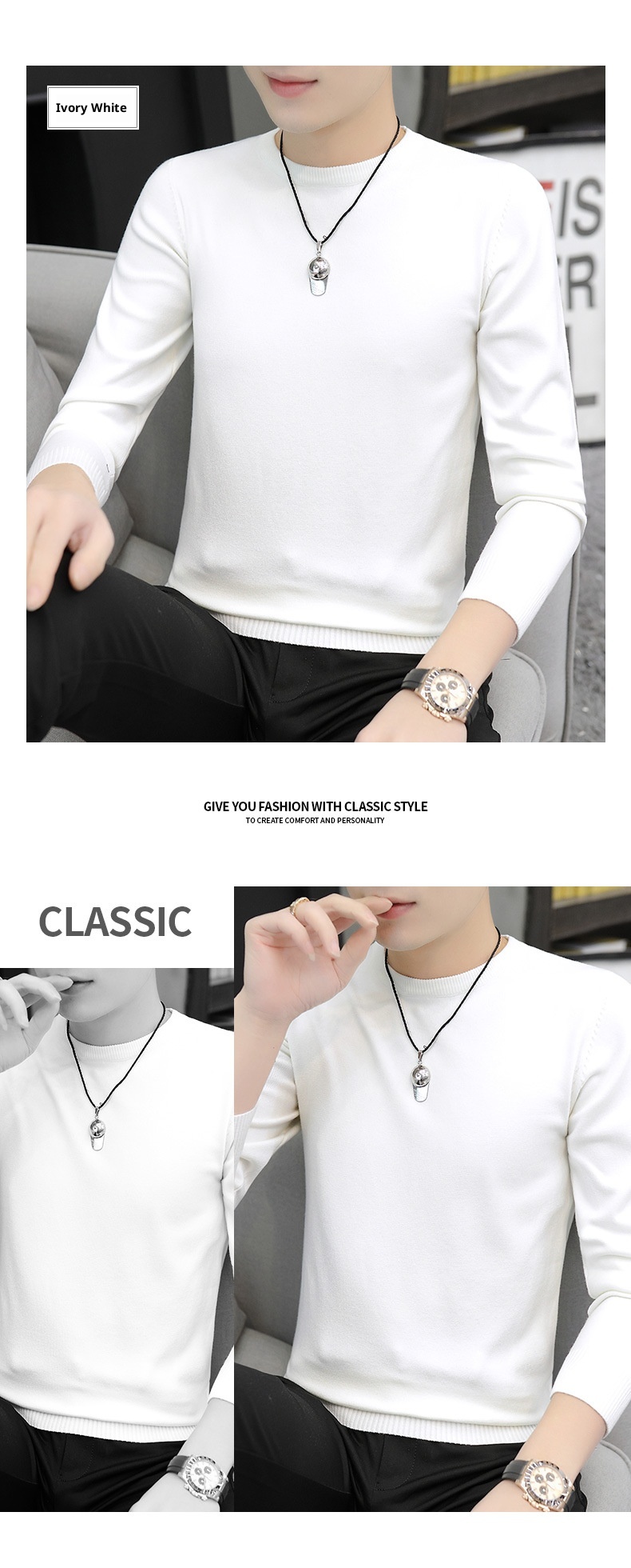 boy 2025 Autumn Winter New Half Turtleneck Sweater Men's Inner Layer Slim Fit Lake Blue Base Knitted Pullover Top_voghion.com