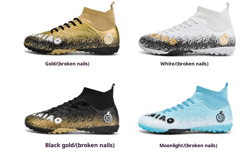 Chaussures montantes ShoeGlobe Cross-Border grandes tailles, crampons longs cassés, pour le football et l'entraînement sur gazon synthétique, antidérapantes._voghion.com