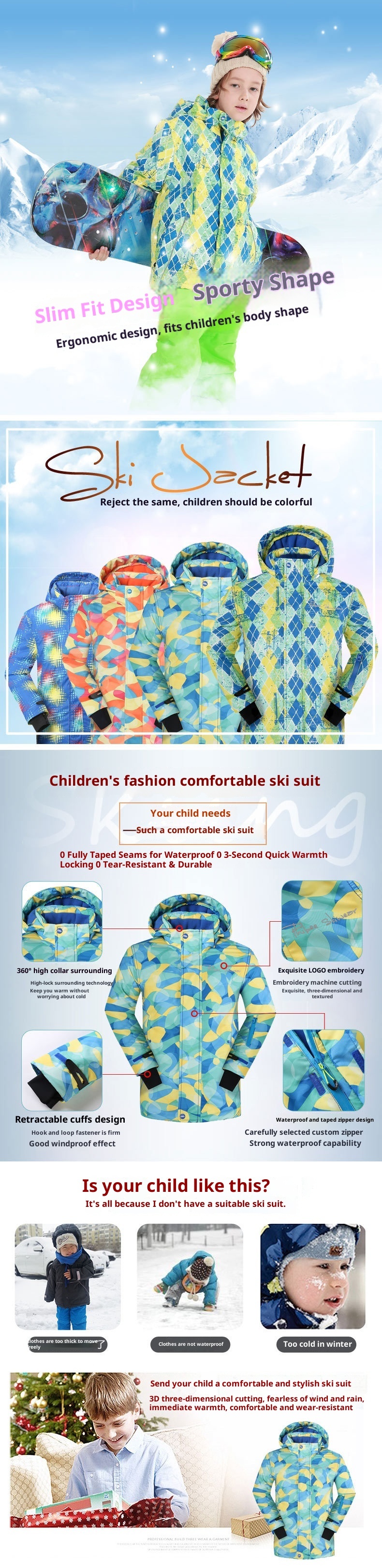 001 Cross-Border E-commerce PHIBEE Baby Elephant Children's Ski Suit Thickened Foreign Trade Jacket And Pants Set_voghion.com