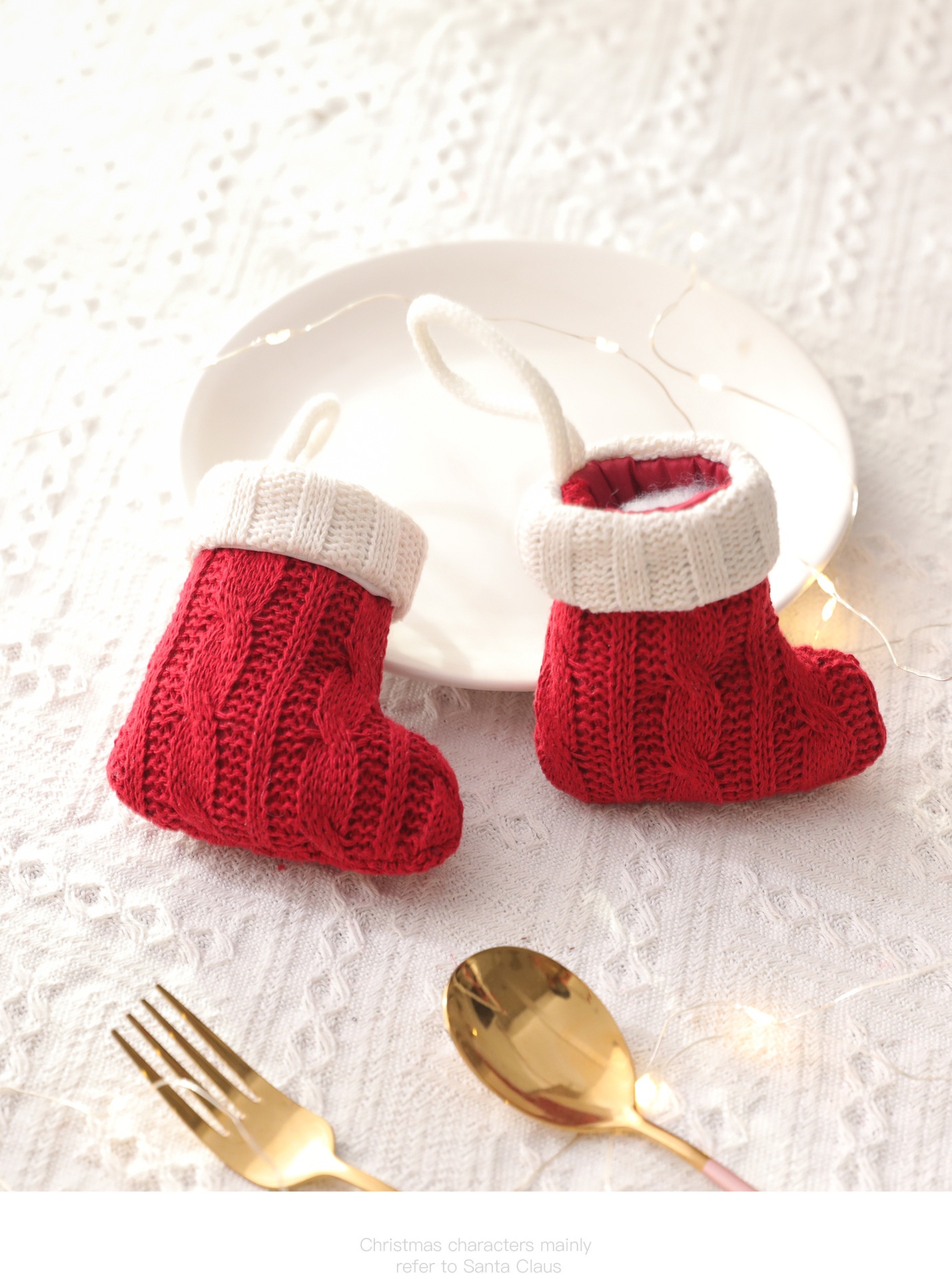 Lillian Mini Knitted Christmas Tableware Set Knife And Fork Cover Socks Home Decoration Supplies_voghion.com