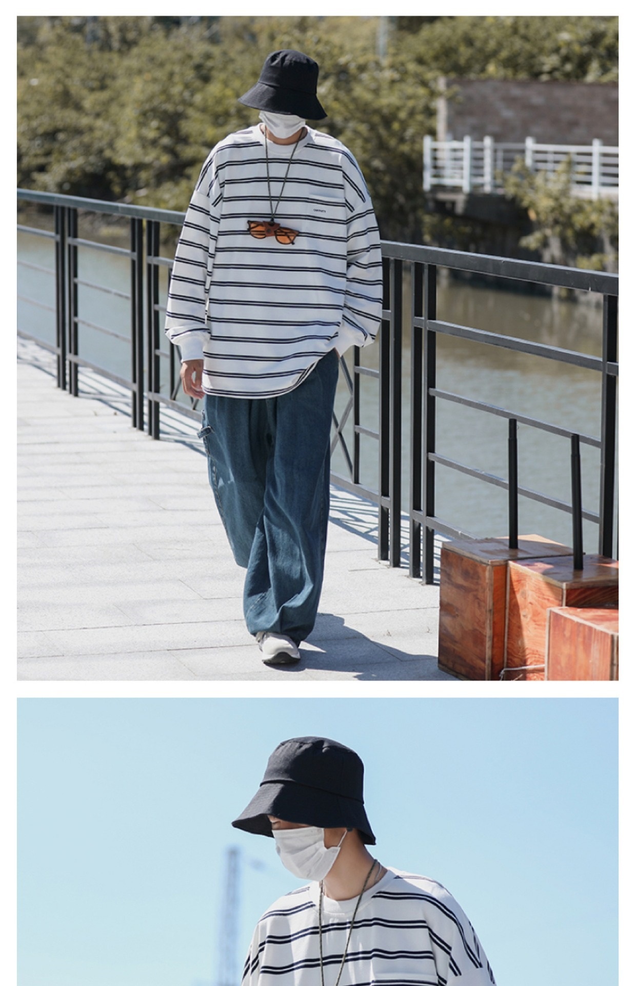 boy Hong Kong Japanese Striped Long Sleeve T-Shirt Trendy Brand Cool Style Men's Spring Autumn Base Shirt Ins Trend High_voghion.com