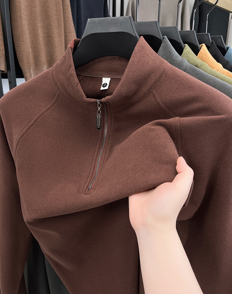 Thermounterwäsche für Jungen und Herren, Größe S, trendiges und vielseitiges Oberteil für Herbst und Winter, Stehkragen, halber Reißverschluss, lange Ärmel, Derong_voghion.com