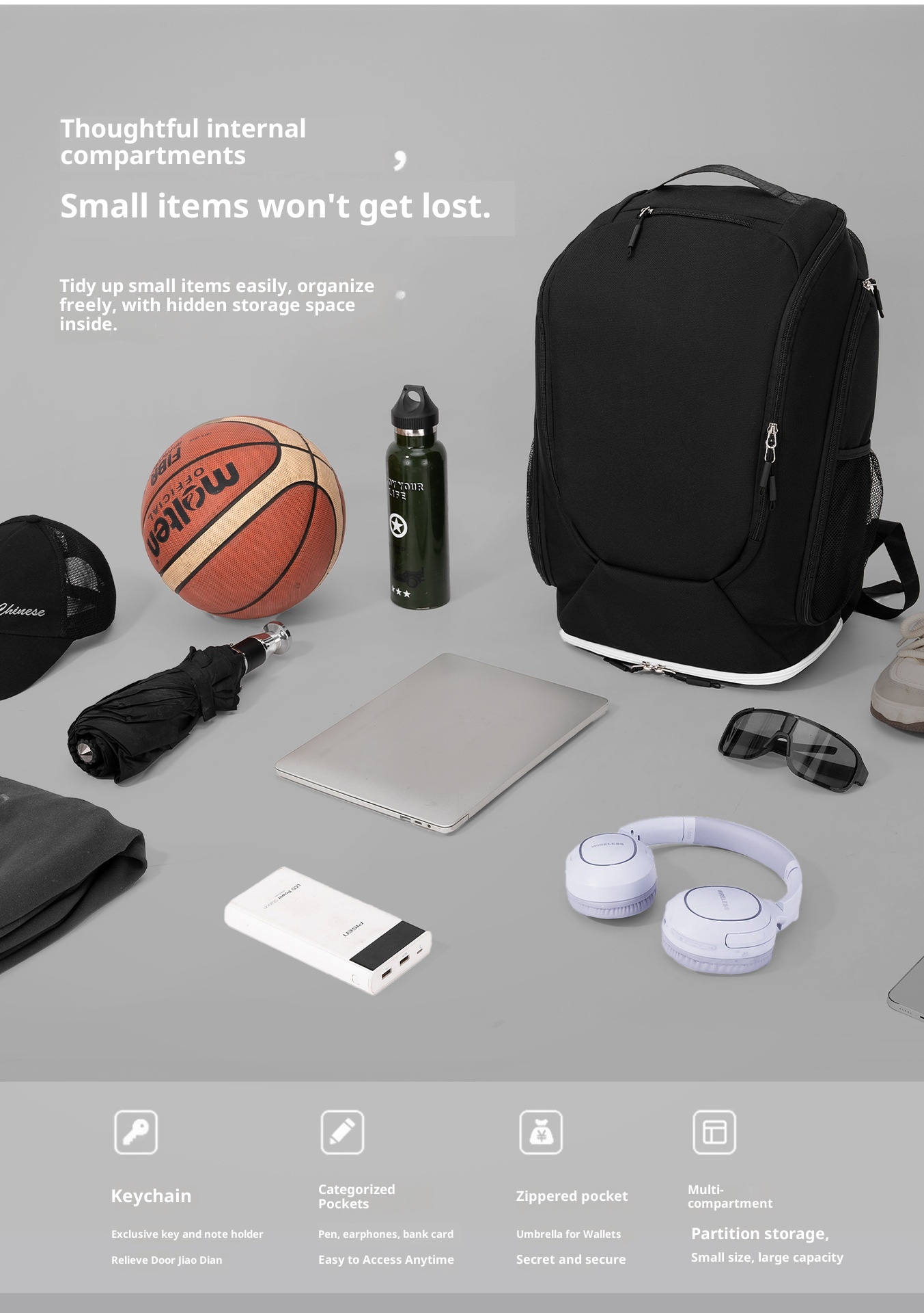 Borsa da palestra sportiva ActiveGo Advanced Training per uomo, resistente e di grande capacità, zaino da campeggio e trekking per donna_voghion.com