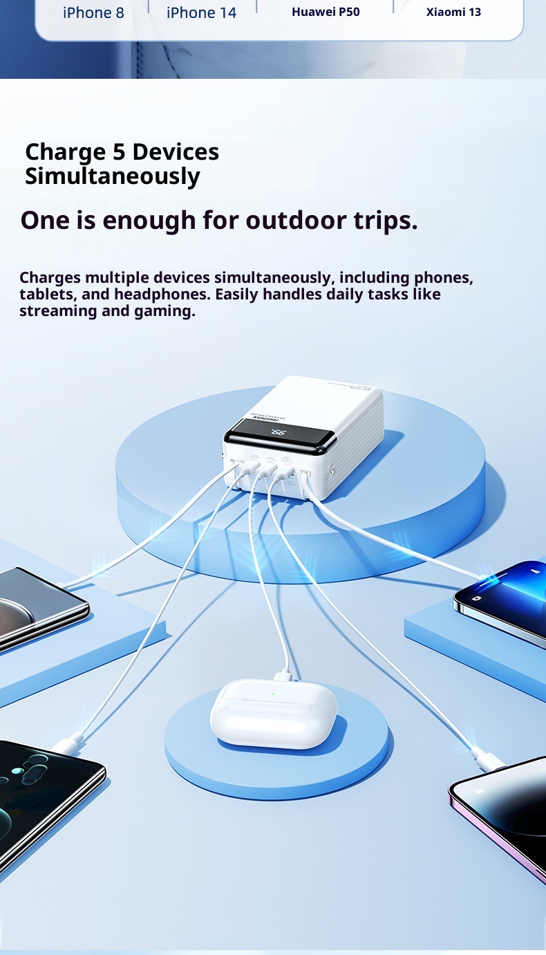 techglobe REMAX 20W+22,5W Powerbank mit integriertem Kabel, Schnellladegerät für Mobiltelefone, 8W große Kapazität_voghion.com