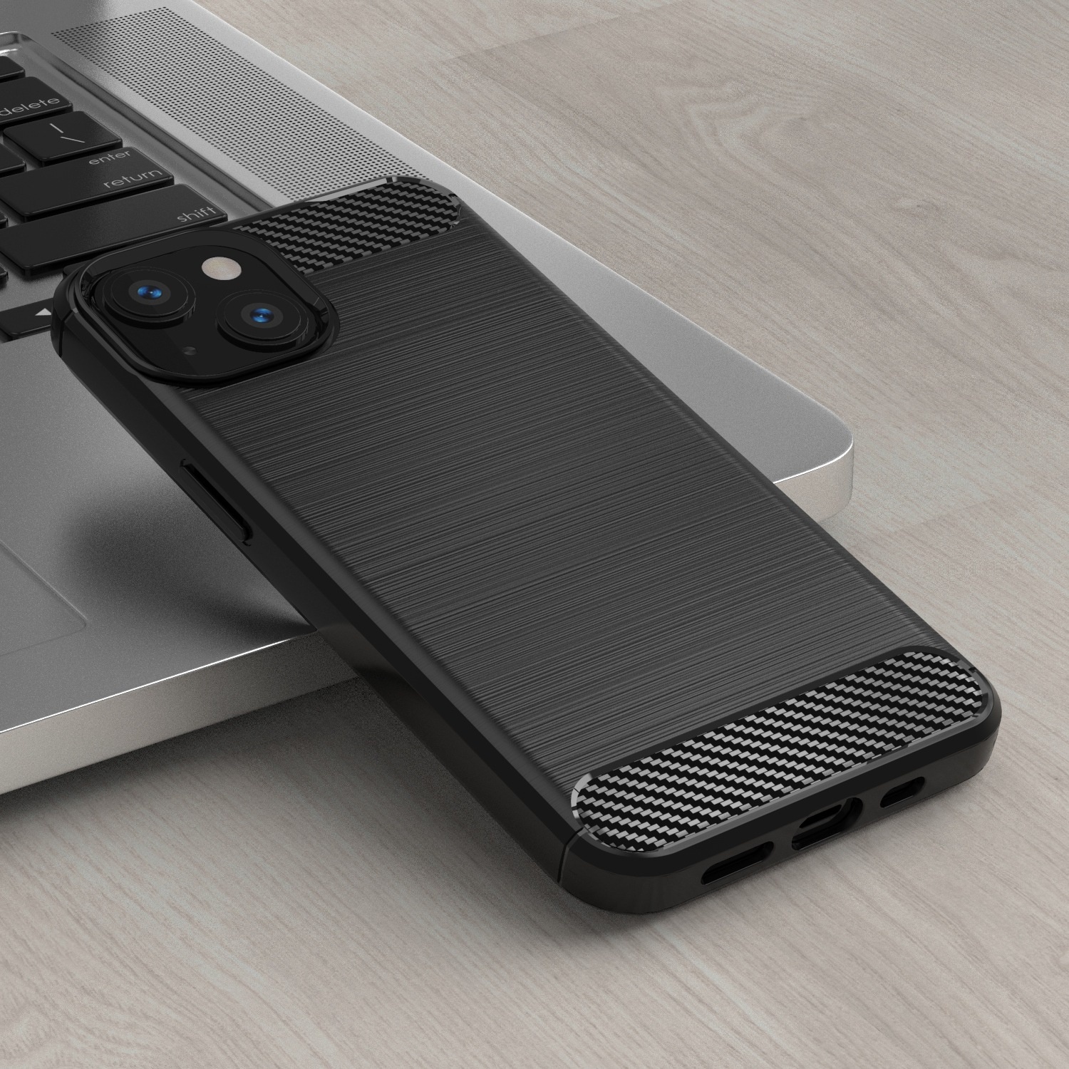 Funda protectora TechGlobe compatible con iPhone 13 de silicona cepillada de cobertura total, suave y anticaídas._voghion.com