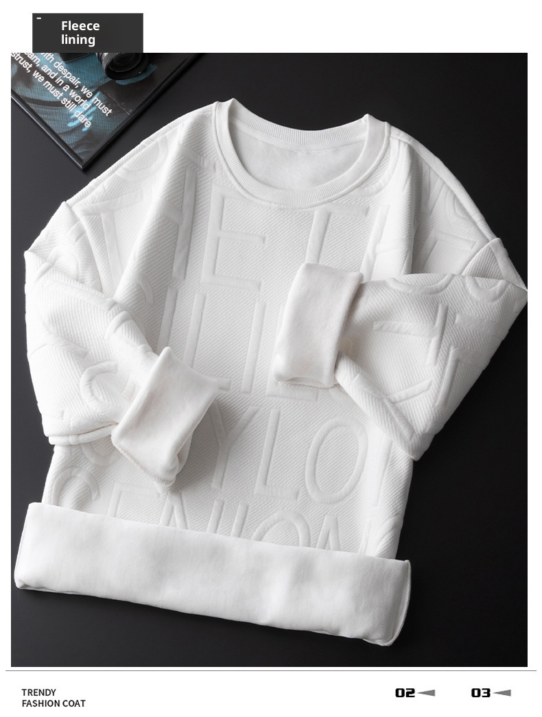 Felpa con cappuccio in pile spesso e caldo, girocollo, primavera e autunno, da uomo, a maniche lunghe, alla moda, invernale, strato interno, maglietta di base_voghion.com