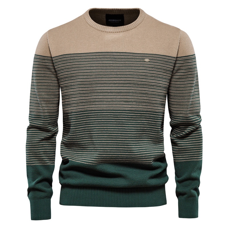 ragazzo 2024 autunno inverno retrò manica lunga alla moda slim fit girocollo a righe taglia europea maglione lavorato a maglia da uomo moda_voghion.com