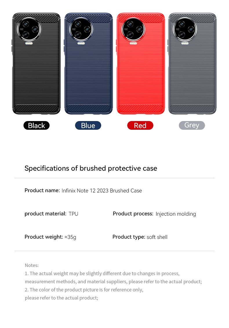 Funda protectora suave anticaídas cepillada TechGlobe para el teléfono Transsion Note12 2023 e Infinix Note12i_voghion.com