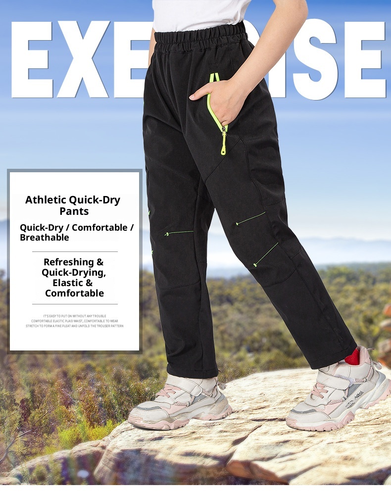 001 Lichtgewicht enkellaags kinderbroek voor lente en herfst, buitensporten, snel drogende wandelbroek voor jongens en meisjes_voghion.com