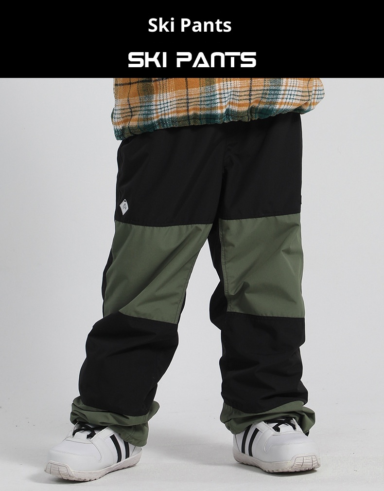 001 Gsousnow Women Waterproof Warm Trendy Brand 2021 Color Block Ski Double Single Board Spliced Snow Pants Men_voghion.com