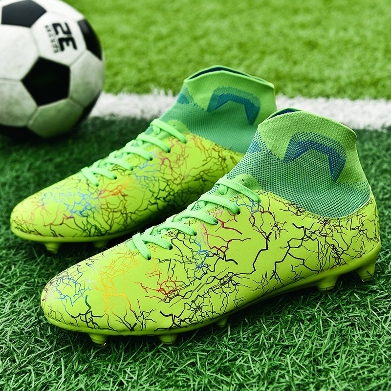 ShoeGlobe Cross-Border High-Top Mandarin Duck Fußballschuh mit Sockenkragen für Herren AG Lange Spikes Kunstrasen Studententraining_voghion.com