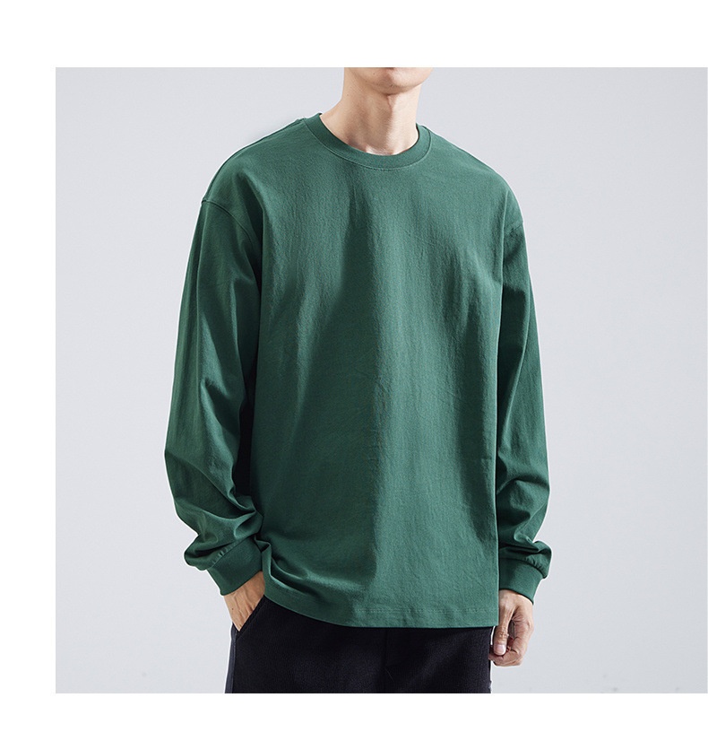 Langarm-T-Shirt für Herren, lockere Passform, Frühlings- und Herbststil, Rundhalsausschnitt, weißes Unterhemd, Herren_voghion.com