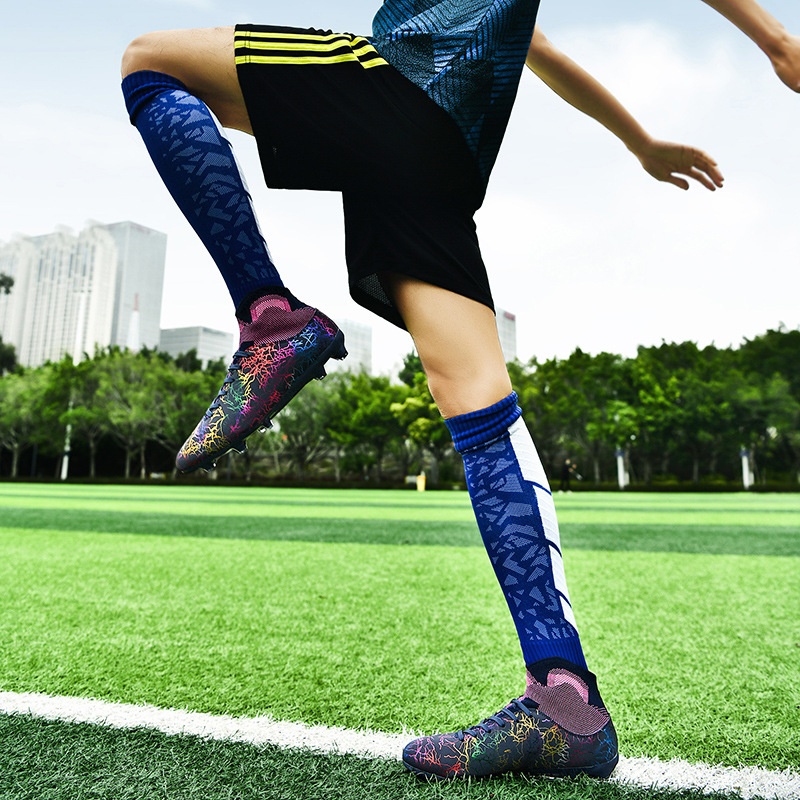 ShoeGlobe Cross-Border High-Top Mandarin Duck Fußballschuh mit Sockenkragen für Herren AG Lange Spikes Kunstrasen Studententraining_voghion.com