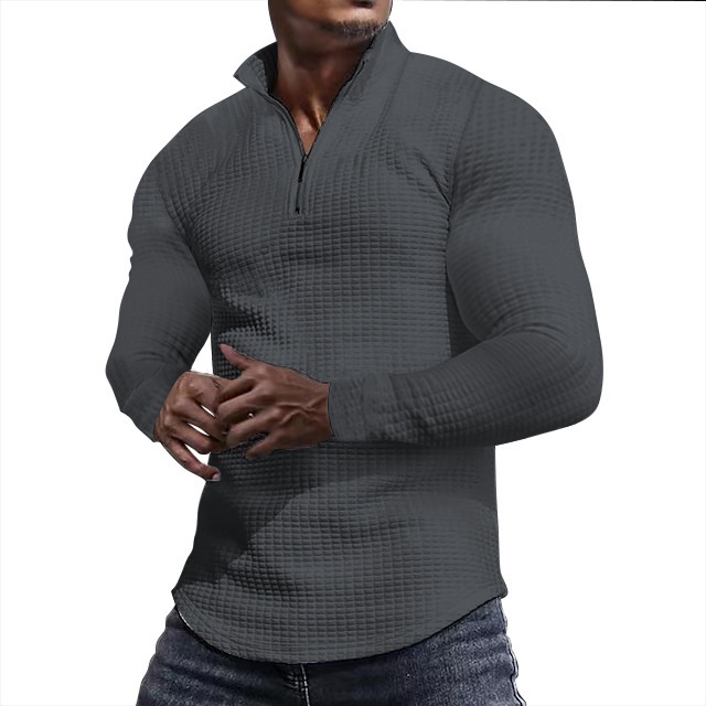 boy 2025 Cross-Border European American Spring And Autumn Small Checkered Stand Collar Half-Zip Long Sleeve Sweatshirt Men's_voghion.com